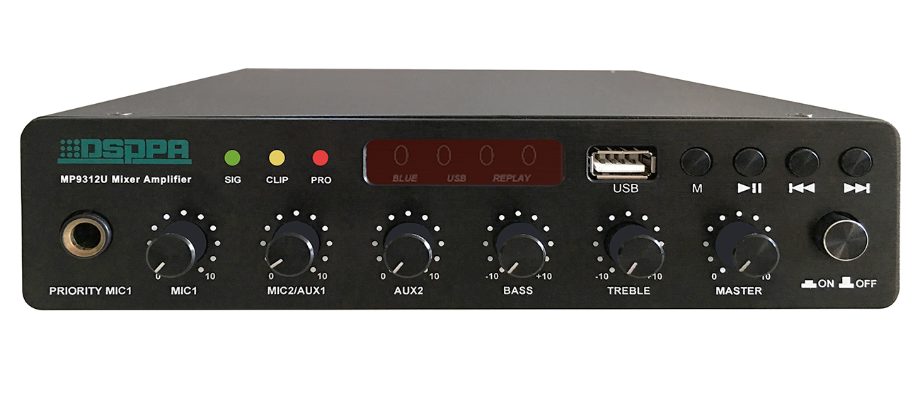 DSPPA MP9312U Ultra Thin erősítő 120W100V, USB/Bluetooth