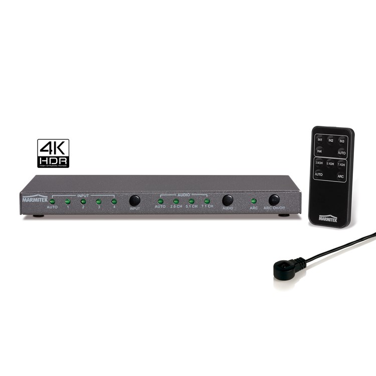MARMITEK Connect 621 UHD HDMI 2.0 Switch 4x1, 4K@60Hz(4:4:4), HDR, HDCP2.2, digital audio output, 08327