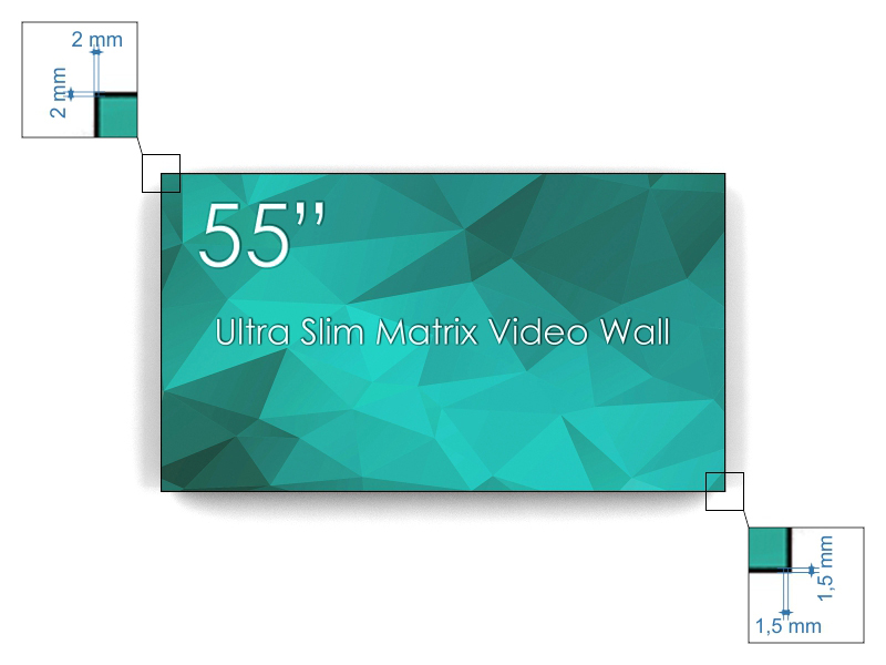 SWEDX UMX-55K8-01 Display 55", Ultra Matrix Videowall, FULL HD, bezel 3.5mm, integrált kontrollerrel