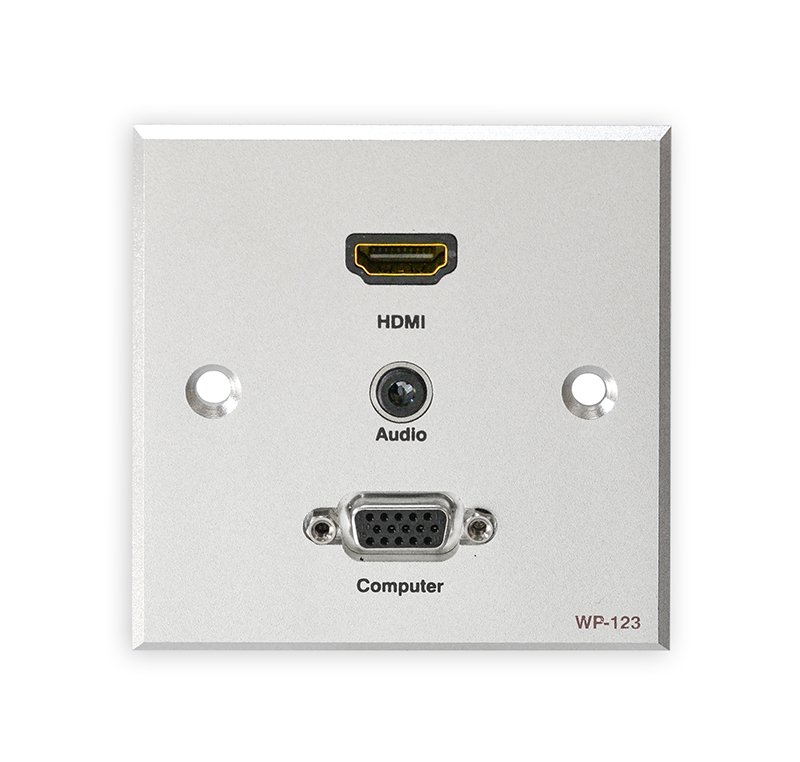 EVOCONNECT WP123 aluminium aljzat 1xHDMI, 1xVGA, 1x3.5 Audio, ezüst